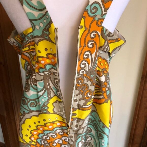 KATE SPADE Jana Silk Yellow Halter Rhinestone Metal Accent Top 8 - Picture 8 of 17